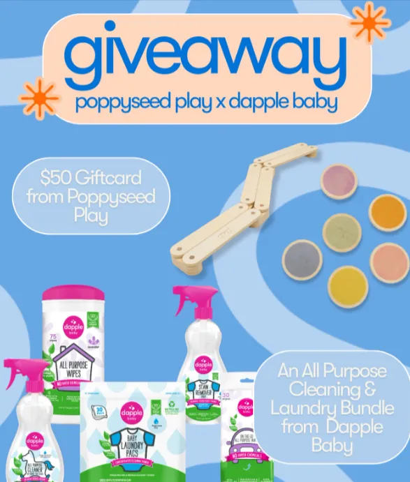 $50 To Shop Poppyseed Dapple Baby All Purpose Spray Dapple Baby All Purpose Cleaning Wipes + Dapple Baby On-the-go All Purpose Wipes Dapple Baby Laundry Detergent Pacs Dapple Baby Stain Remover Spray Giveaway
