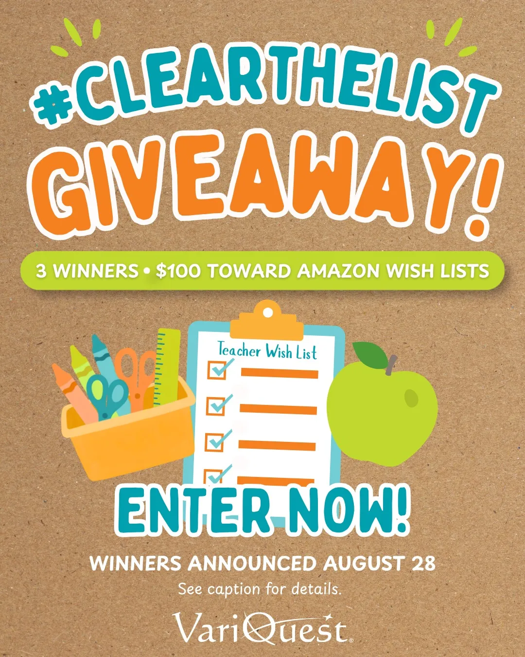 $100 Toward Their Amazon Classroom Wish Lists To Help Stock Giveaway