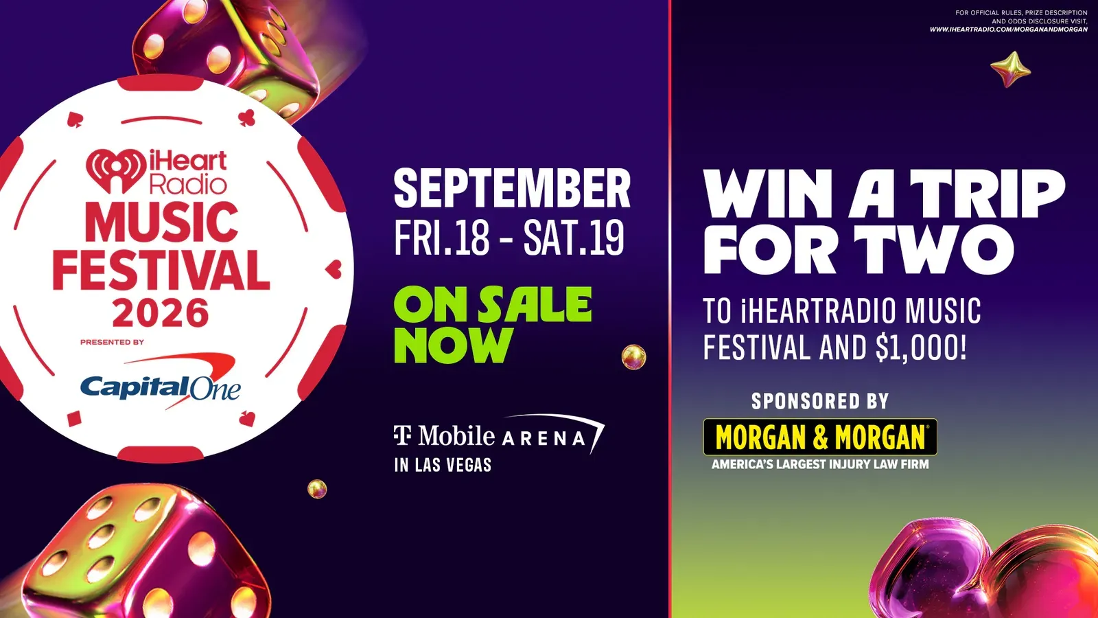 Win A Trip For Two To Iheartradio Music Festival And $1,000! Sponsored By Morgan & Morgan Giveaway