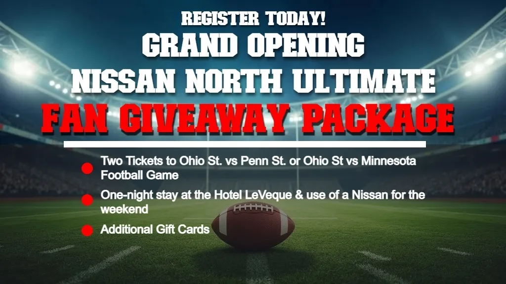 1-night Stay At Hotel Leveque; 2 Tickets To The Ohio State Vs Penn State Or Ohio State Vs Minnesota Football Game; Use Of A Nissan Vehicle For The Weekend; And Assorted Gift Cards (arv $500+) Giveaway
