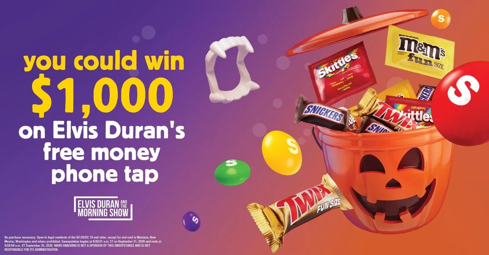 Elvis Duran and the Morning Show’s Mars Snacking Free Money Phone Tap Sweepstakes