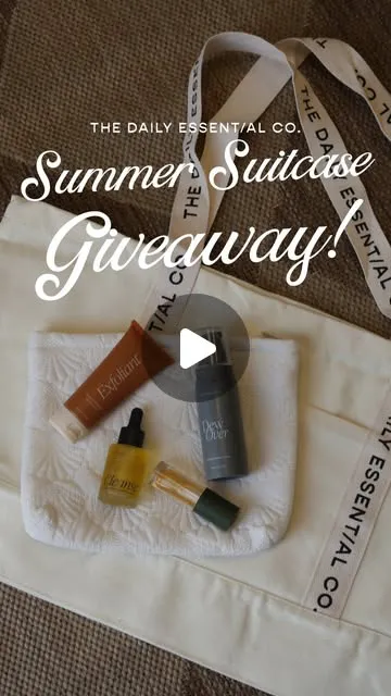 Tde Canvas Tote Bag Seashell Embroidered Pouch The Jet Set (travel Cleanse, Travel Exfoliant, Dew Over, + Lip Oil Giveaway